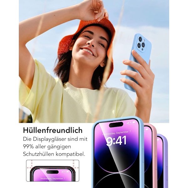 360 Graders Sekretess Skärmskydd För iPhone 14 Pro Max, Beröringskänsligt Dubbelt Förstärkt Härdat Glas Med Cool Färgelektroplätering Och Anti