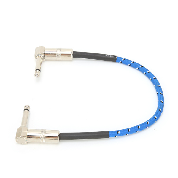 6,35 mm elektrisk gitarr effekt kabel med dubbla 90° vinkel gitarr effektor tråd