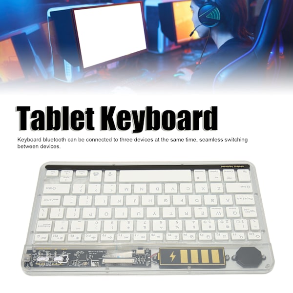 10in Transparent Trådløst Bluetooth-tastatur Multi Device Connect Bakgrunnsbelysning Ultra Tynt Tablet-tastatur for Bærbare Telefoner