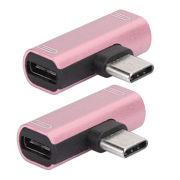 2 stk. TypeC-konvertersplitter Dual 2 i 1 til hovedtelefon USB-lyd-opladeradapter Pink(Pink )