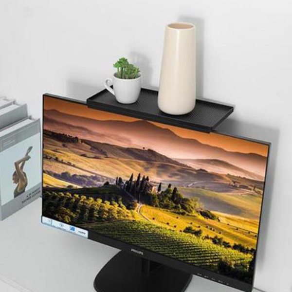 TV-lisähylly kaapeliboksille, tietokoneen näytön hylly Caddy Top Shelf Mount Office Desk Storage Organizer Rack Universal