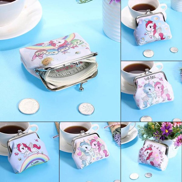 Dam flickor söta student enhörning tryckt myntväska mini clutch