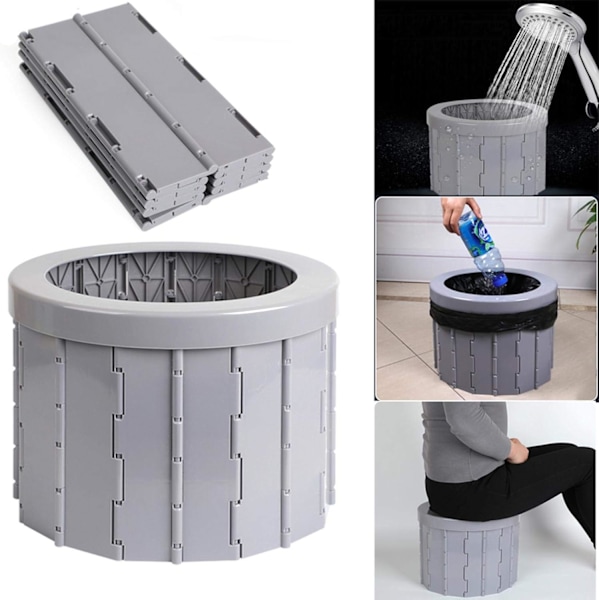 Bärbar Toalett För Resor Vandring Fiske, Ergonomiskt Designad Hopfällbar Potta Säkerställer Stabilitet Under Vuxen Kroppsvikt För Utomhusnödsituationer