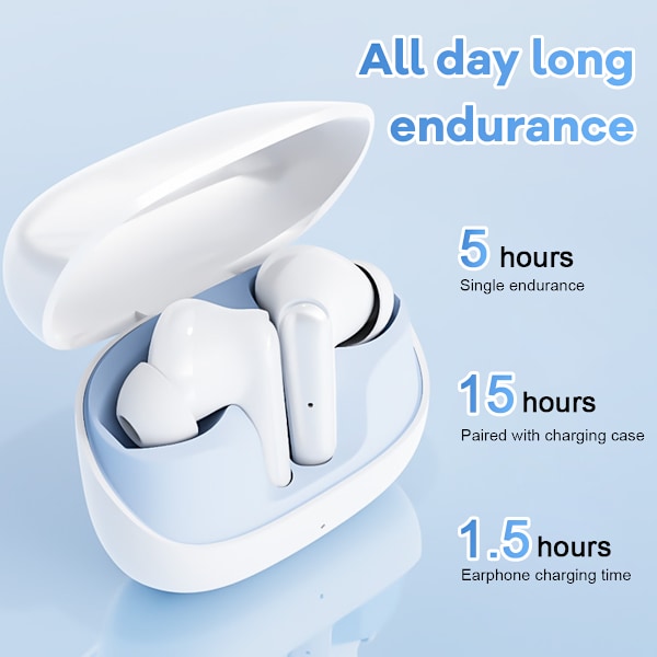 Bluetooth 5.3 Hörlurar, Smart Aktiv Brusreducering, ENC Brusreducering, Automatisk Anslutning, Ergonomisk Design, Lätta, IPX6 Vattentäta