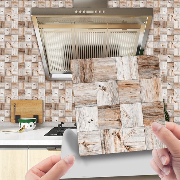 Kuori ja liimaa laatta 20 arkkia Vedenpitävä backsplash keittiölaattatarroille Itsekiinnittyvä lattialaatta PVC-seinälaatta DIY-laattatarrat