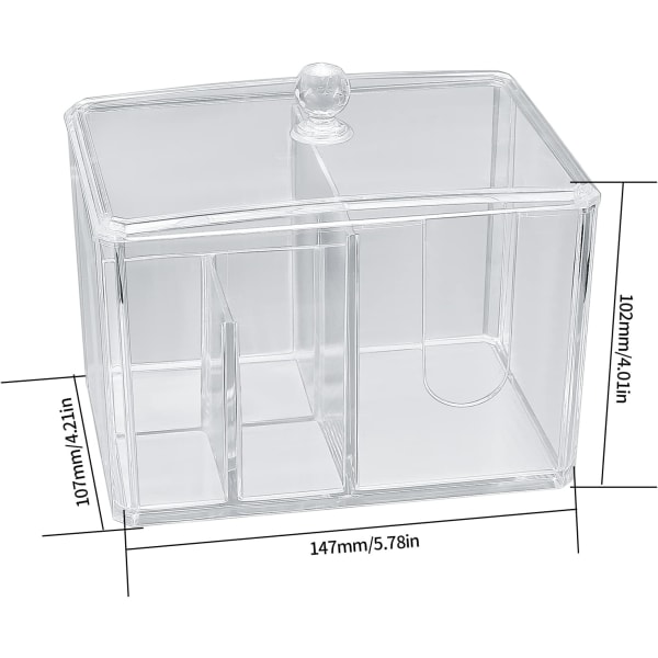 Bomullsdottbeholder, Akryl Bomullsdott Dispenser Holdere, Akryl Oppbevaringsboks med Lokk for Bomullsputearrangør, Sminke Kosmetikk, Bad