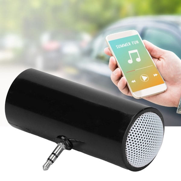 3,5 mm Jack Stereo Minihøyttaler Bærbar Trådløs Plug-in-høyttaler for Mobiltelefoner og Nettbrett Svart