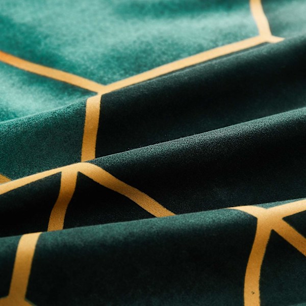 Smaragdgrön Påslakanset, Guldbladsdesign med Geometriskt Hexagon-tema, Mjukt och Bekvämt Mikrofiber för Året-runt-bruk, Enkel Maskintvätt