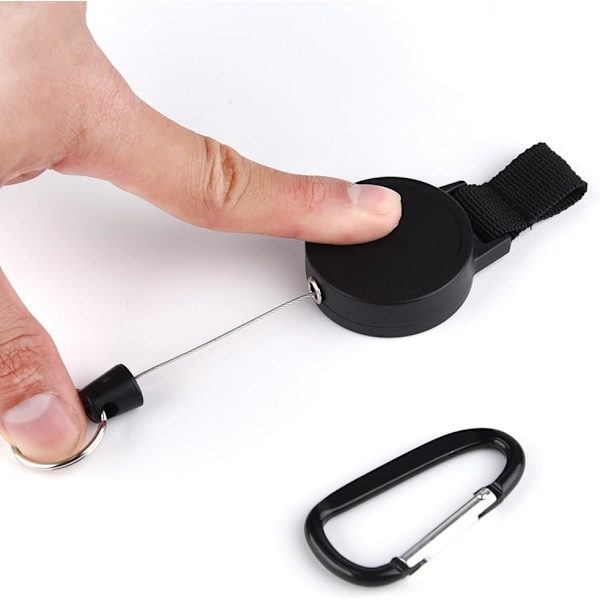 2-pack infällbar nyckelring, infällbar ID-brickahållare med 65 cm/25 tum stålvajer