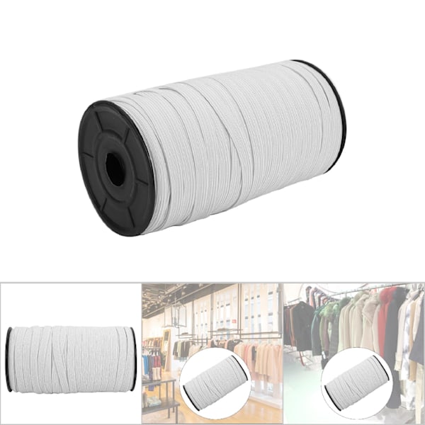 8 mm 100 meter elastiskt band sytillbehör platt stickad elastisk hantverk för kläder DIY (vit)