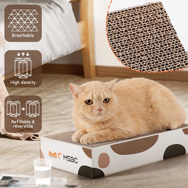 Kattklösbox, hälsosamt och miljövänligt material för hushåll med flera katter, hållbar och vändbar klösbräda med interaktivt hål