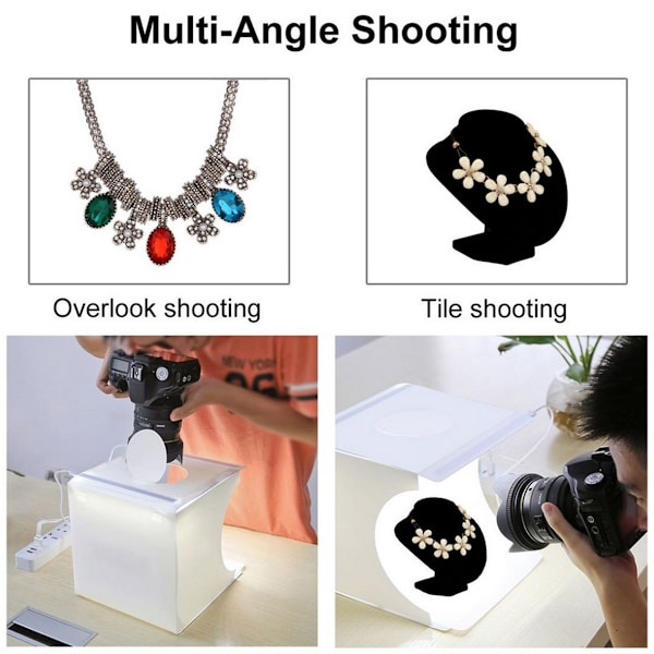 Mini Fotostudio, Portabel & Lättanvänd För Fotografering Av Små Föremål, Vikbart Fototält Med Dubbel LED-belysning, Hög Ljusstyrka Och 6500K