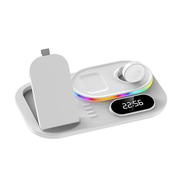 Trådlös laddningsstation 4 i 1 Snabbladdningsstation Trådlös laddare Stativ Kompatibel för IPhone 13 12 3 2 Pro IWatch 7 6 5 SE 4 3 2 1 för Samsung