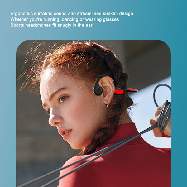 Knogleledning Bluetooth Headset Støjreduktion Genopladelig IP56 Vandafvisende Stereo Trådløs Sportsheadset