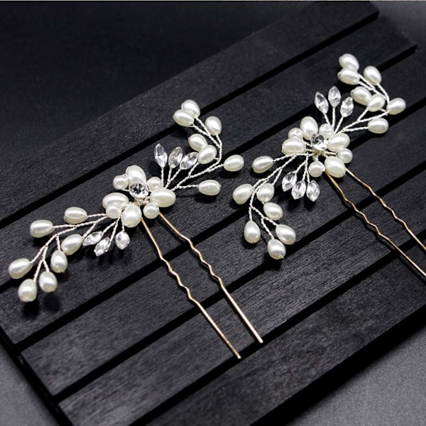 Elegant Håraccessoar för Bröllopstillfällen, Silver Brud Bröllop Hårnålar Pärl Brudhåraccessoarer, Dekorativa för Frisyrer, Blommigt Bröllopshår