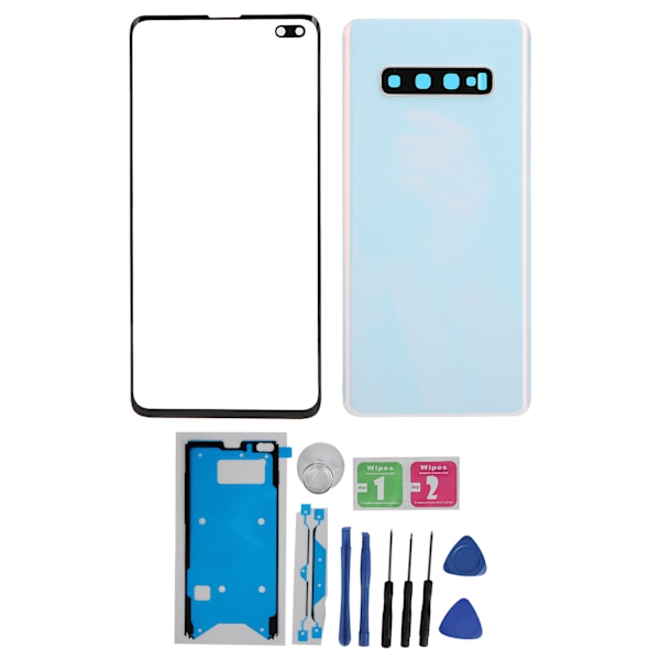 Samsung S10+Plus:n matkapuhelimen takalasin kansi ja ulompi lasipaneelin vaihto (valkoinen)