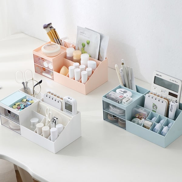 Kosmetisk/Makeup Vanity Organizer Box, Mini Skrivebordsopbevaring til Kontorartikler, Badeværelsesdisk eller Kommode, 24*12*9cm