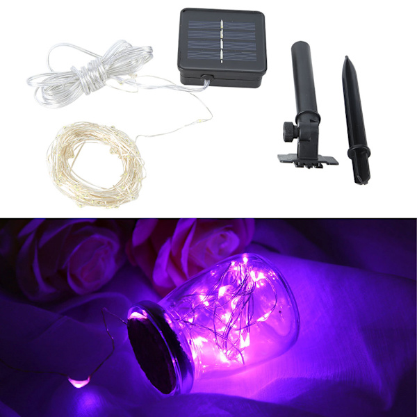 Utomhus solcellslampor 100 LED koppartrådslampor för hemfestdekoration 10m