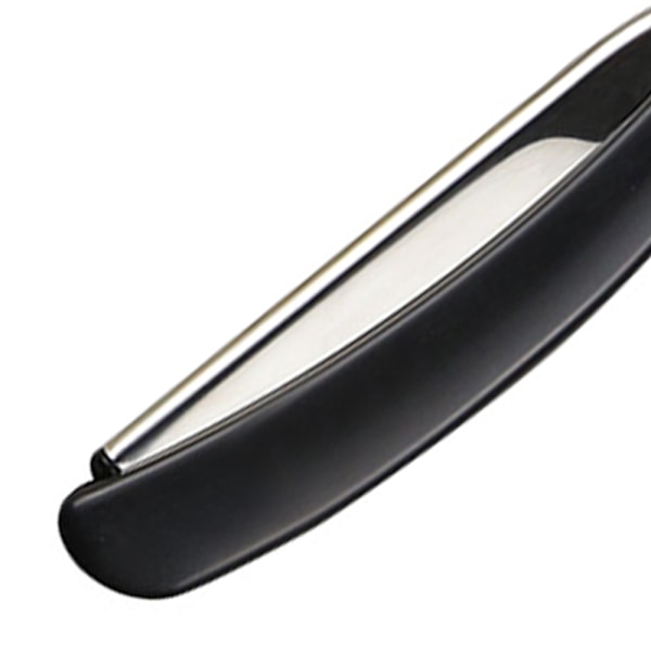 Barberkniv i rustfrit stål med lige kant, foldbar Black