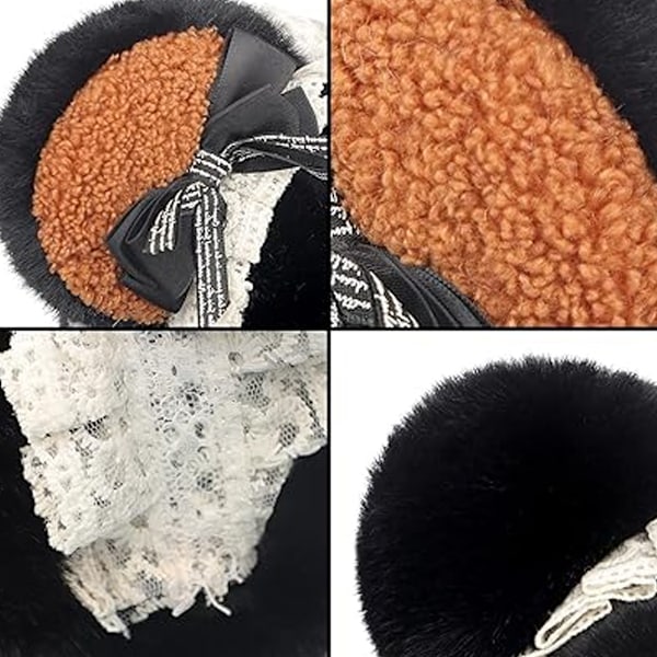 Söta Djur Öronmuffar Vinter Varma Utomhus Öronskydd Hårband Päls Öronvärmare black