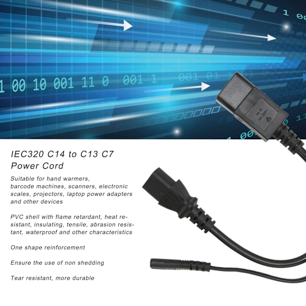 IEC320 C14 - C13 C7 -virtajohto, vedenpitävä IEC320 -virtajohto projektoreille 100-250 V 32 cm