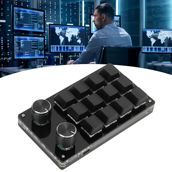 Enhands Makromekaniskt tangentbord med en hand 12 tangenter Multifunktion DIY Programmerbar knappsats för kontorsspel Lab