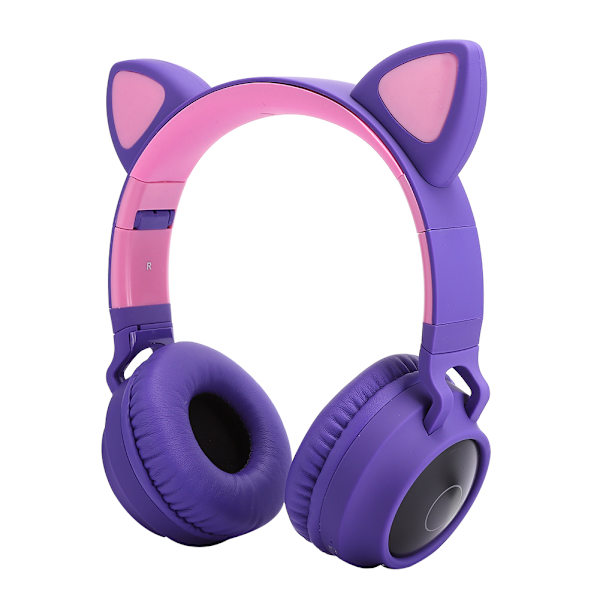 Kattøre Bluetooth 5.0 Hodetelefoner LED Støydemping Unge Mennesker Barn Søt Headset Støtte Minnekort
