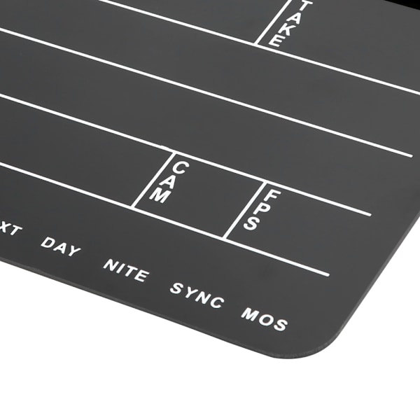 30x25CM Akryl Clapperboard Professionell Film Action Clap Regissör Fotografering Verktyg Vit Rand Svart Tavla