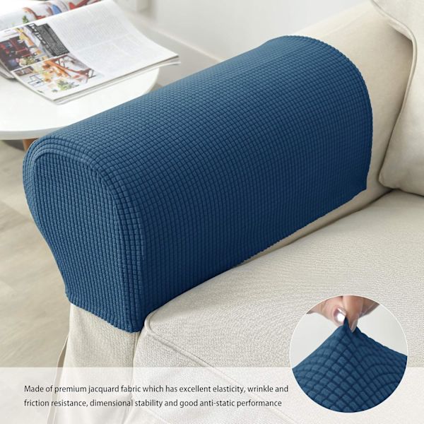 Set om 2 Jacquard Stretch Soffa Fåtölj Armstödsskydd Anti-Slip Möbelskydd Armstödsskydd för Soffa Recliner