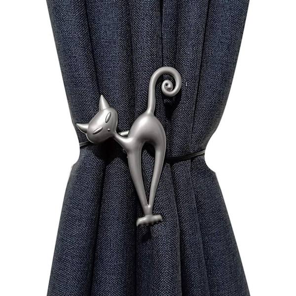 Långbenta katt magnetiska gardinuppsättningar, 2-pack 16 tum rep upphängningshållare dekorativ hållare bekväma draperi uppsättningar för fönsterdraperier dusch