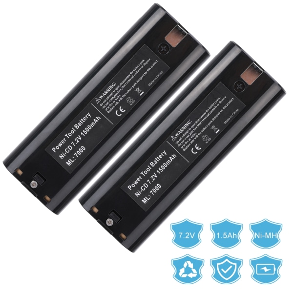 2 st 7,2 V 2100 mAh uppladdningsbara elverktyg NiCd-batteriutbyte för Makita 7000 svart