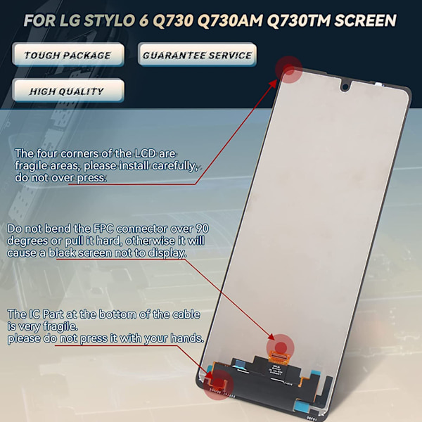 for LG Stylo 6 Skjermutskifting 6,8 Tommers LCD-skjerm Berøringsskjerm Digitizer Skjermmontering for Q730 LM‑Q730TM Q730AM