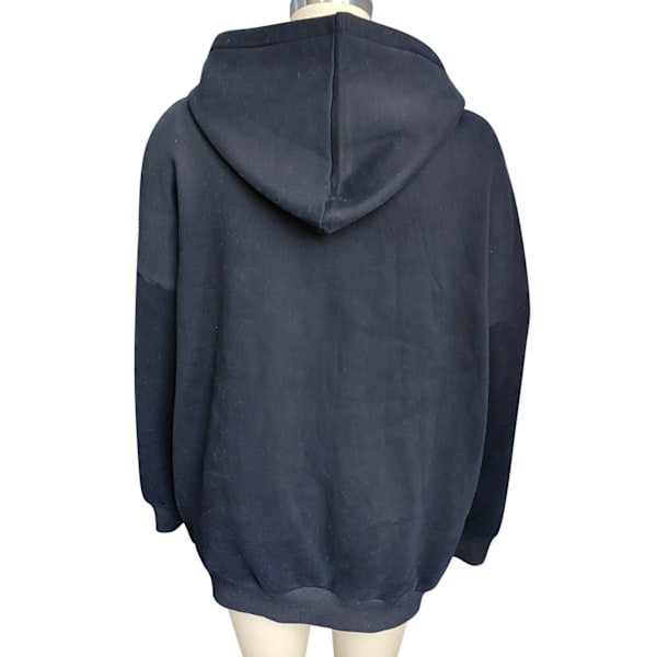 Dam Huvtröjor Nedhasad Axel Långärmad Lös Passform Enfärgad Ledig Oversized Tröja Topp Svart XL