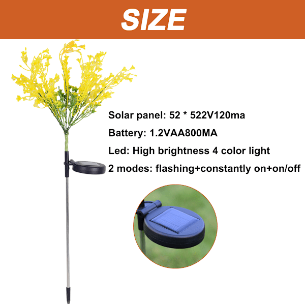 Cole Blossoms Solarlampor för Utomhusbruk, Vattentät Trädgårdsdekoration med Hög Konverteringsfrekvens Solpanel, Gyllene Solarblommor för Uteplats, 2-pack