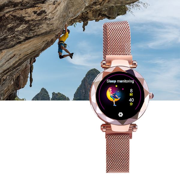 Vandtæt menstruationscyklus pulsmåler blodtryksmåler smartwatch armbåndsur (guld)