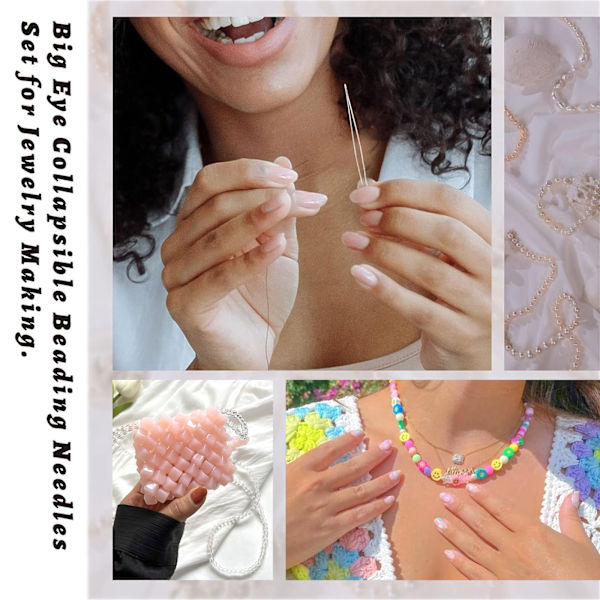 Pärlnål, Pärlnål Stora Ögon Pärlnålar Set för Frö Pärlor Smycken Tillverkning Broderi Nålar med Flaska 10PCS