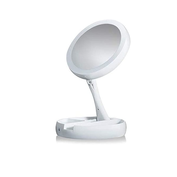 LED Sminkspegel, Vikbar &amp; Portabel, Förstorande Dubbelsidig Spegel med Uppladdningsbart LED-ljus för Perfekt Sminkning, Resa