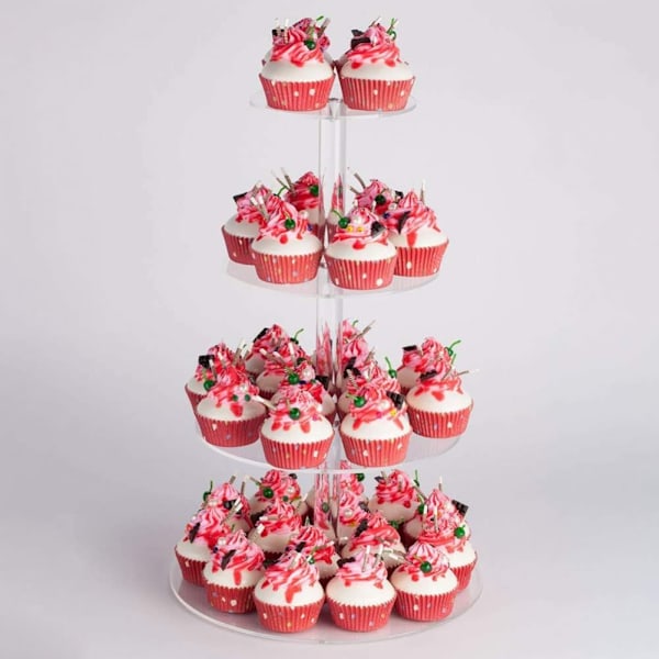 Klar Akryl Dessertdisplay, Stilfull Presentation av Flervånings Cupcakeställ, Lätt att Montera, Professionellt Utseende, Lämplig för Alla Fester