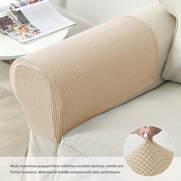 Sæt med 2 Jacquard Stretch Sofa Armlæn Betræk