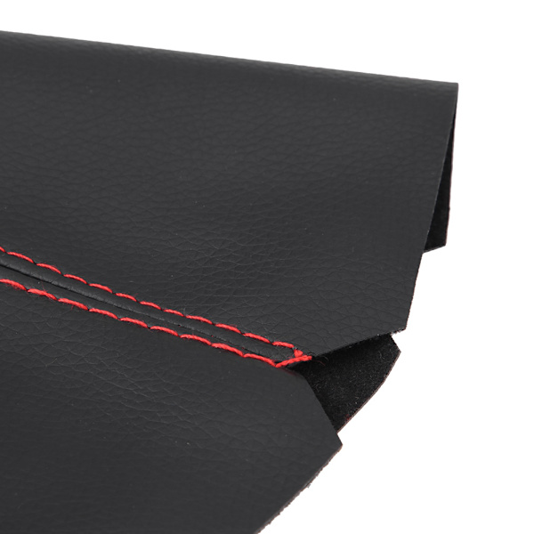 Universal Bright Black PU Läder Växelspaksknoppsskydd Röd Söm Växelspaksdamask