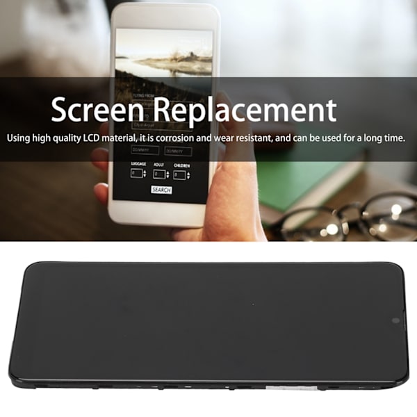 Skærmudskiftning LCD-skærm Touch Digitizer-samling til Samsung Galaxy A20S med ramme