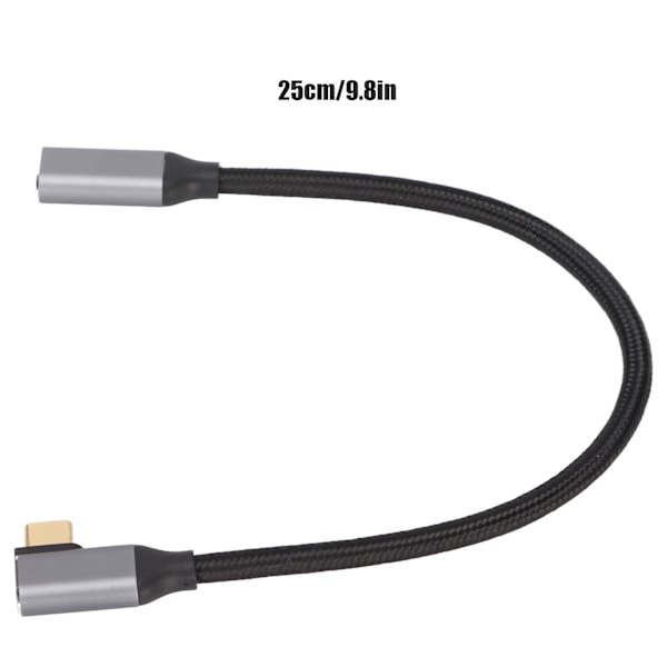4K 100W PD 5A Vinkelböjd 90 Grader Gen 2 USB3.1 Typ C Hane till Hona Förlängningskabel 25cm