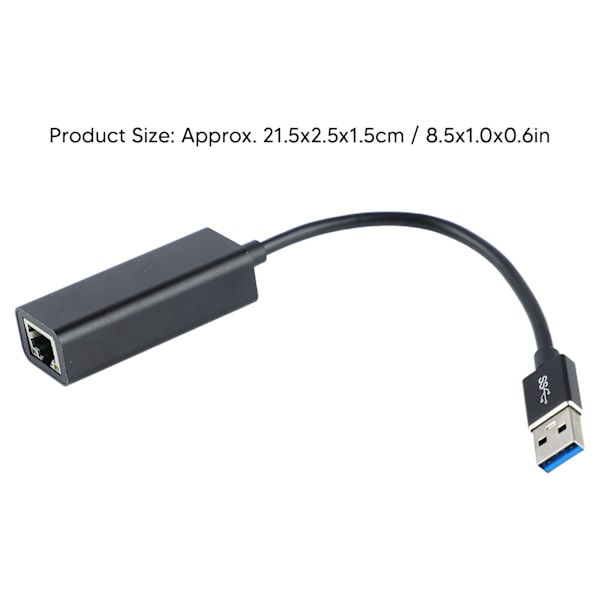 USB C - Ethernet-sovitin, jossa valo USB Type C - RJ45 Gigabit-kaapelimuunnin tabletille, musta