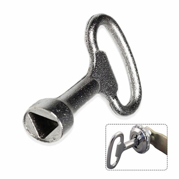 Triangelnyckel med silverfinish, elskåpsnyckel i zinklegering, slitstark pulverlackerad yta för lång livslängd, portabel för enkel användning
