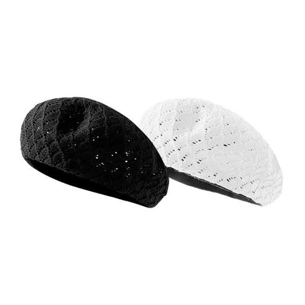 Dam Baskerhatt Virkad Basker Stickad Basker Mössa Fransk Basker Lättviktiga Stickade Hattar Style 2