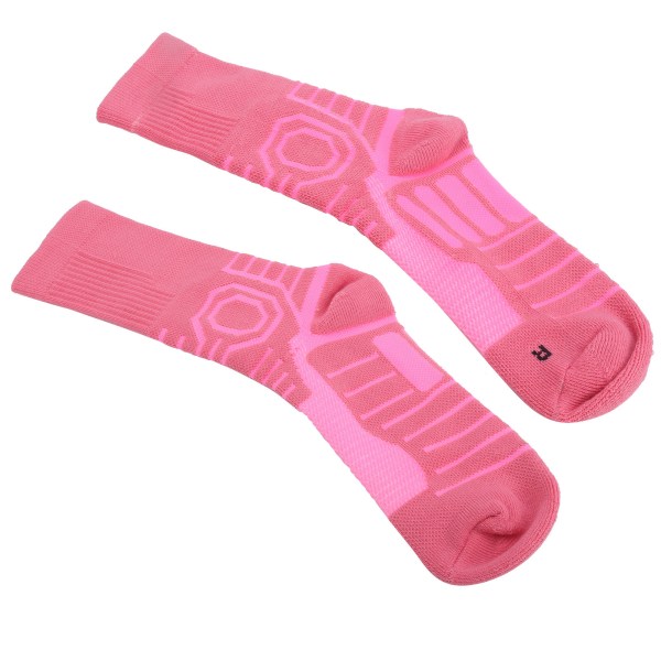 1 par sports anti-skli sokker pustende basketball fotball atletisk beskyttelse sokker (rosa)