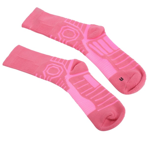 1 par sports Antiskrid Strømper Åndbar Basketball Fodbold Atletisk Beskyttelse Strømper (Pink )