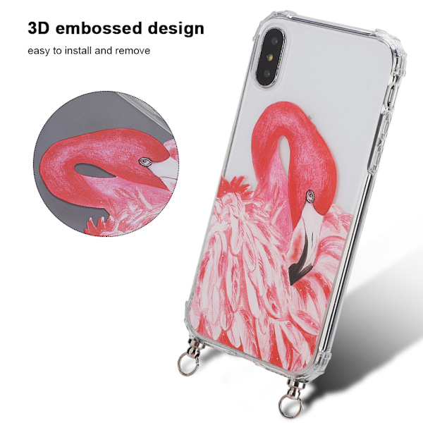 3D-präglat mobilskyddsfodral med snodd för iPhone X/XS