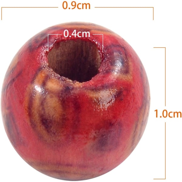 200 st 10 mm naturliga målade träpärlor runda bulk Wo