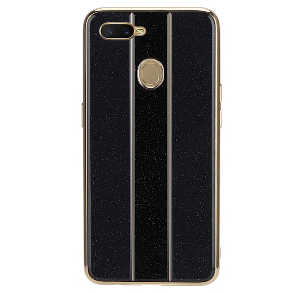 Elektroplet blødt gummi + plexiglas linse anti-fald tynde telefoncovers til OPPO A7 (sort)